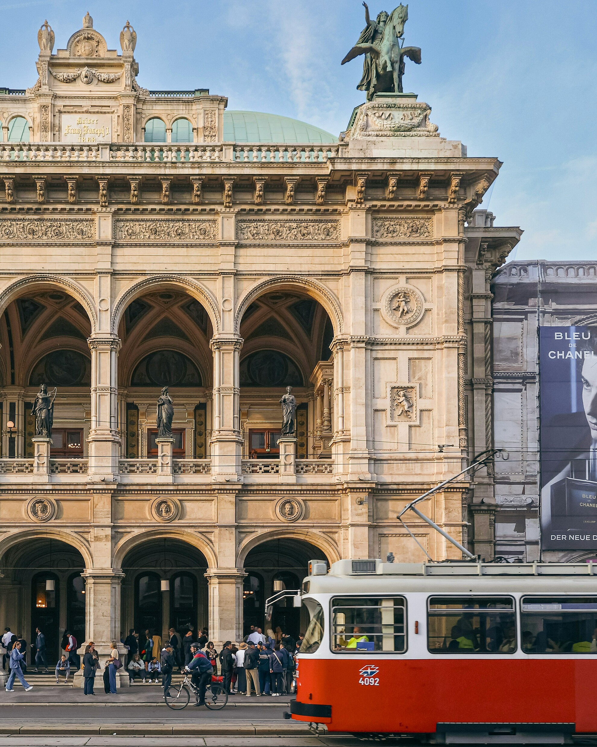 Vienna Tourism: Typical historic building & tram.